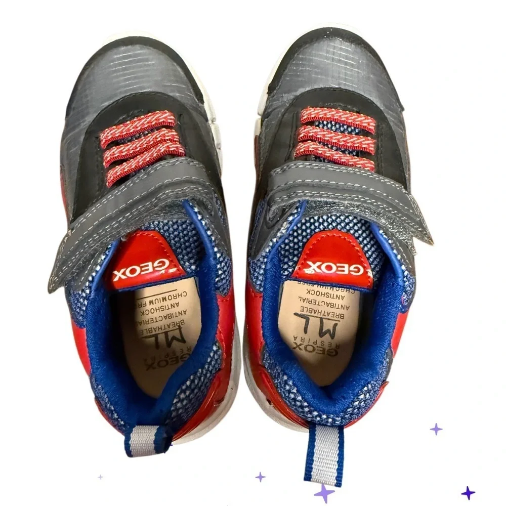 Geox Flexyper Kids' Sneakers in Gray, Red, and Blue-NWOT Size 10.5